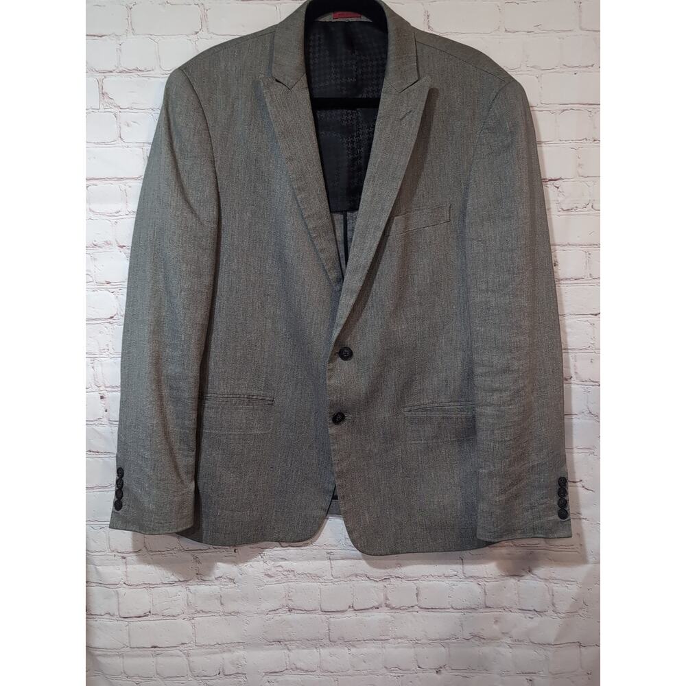 John Varvatos Dwell Glen Gray Blazer Jacket Coat Mens 42R Linen Blend